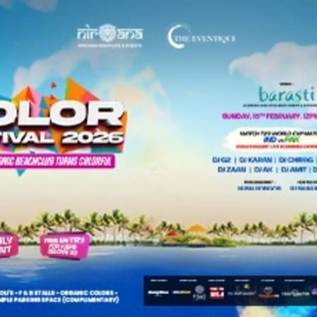 Color Festival 2026 Holi and IND vs PAK Live Screening at Barasti Beach
